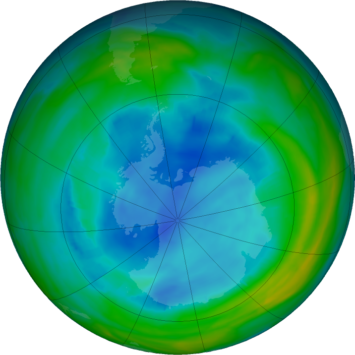 Antarctic ozone map for 06 August 2020